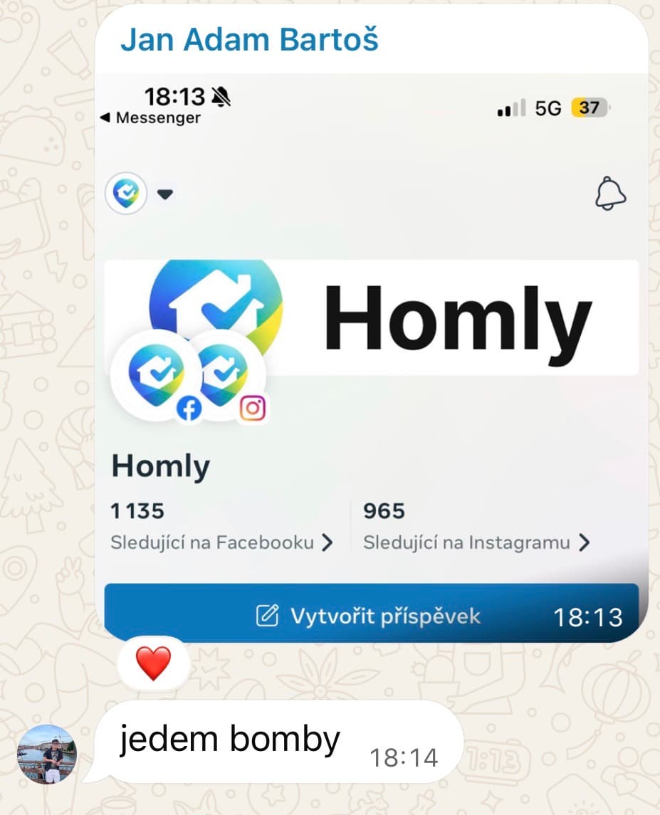 Zpráva klienta Homly po růstu profilů: jedem bomby